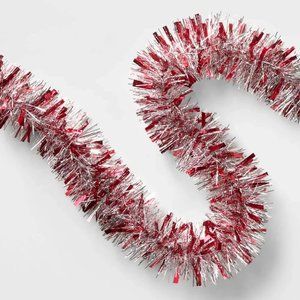 Wondershop 10' Tinsel Christmas Garland Red/Silver